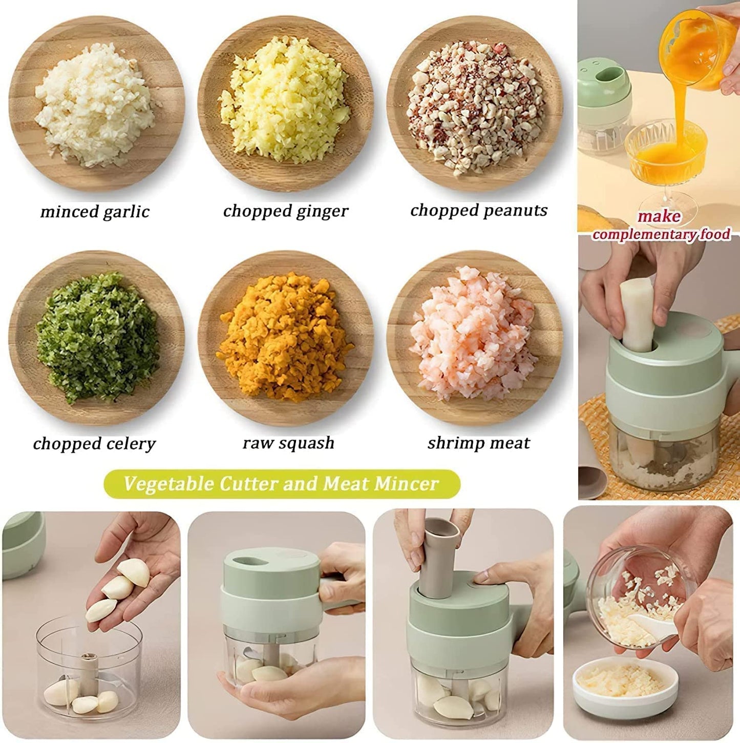 4 in 1 Electric Vegetable Cutter – Rechargeable Chopper Machine