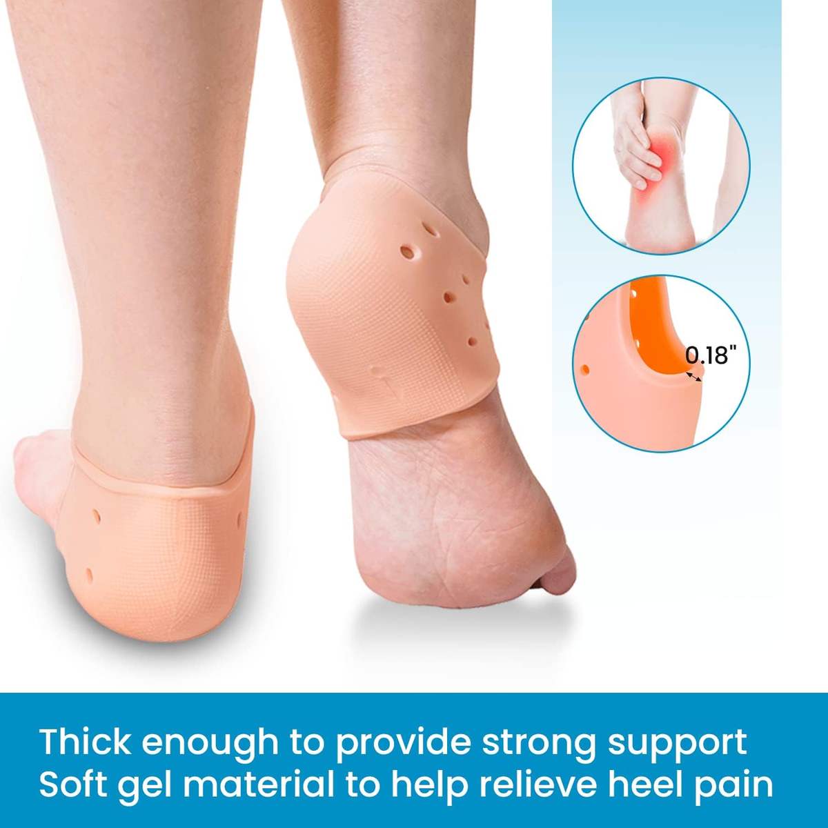 Silicone Heel Protectors- Relief for Dry, Cracked & Painful Heels