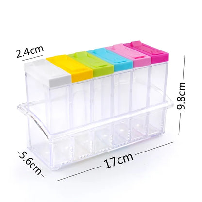 Spice Jar Set with Rack – Multi-Color Seasoning Organizer