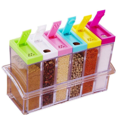 Spice Jar Set with Rack – Multi-Color Seasoning Organizer