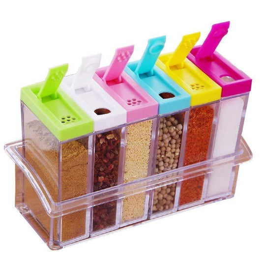 Spice Jar Set with Rack – Multi-Color Seasoning Organizer