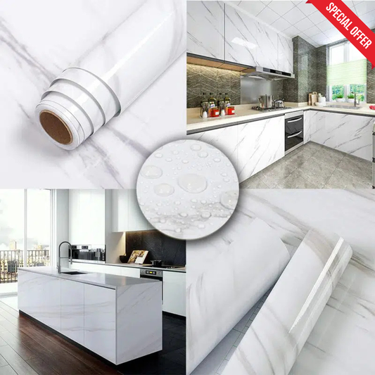 Self Adhesive White Marble Sheet Sticker – Effortless Elegance for Your Space